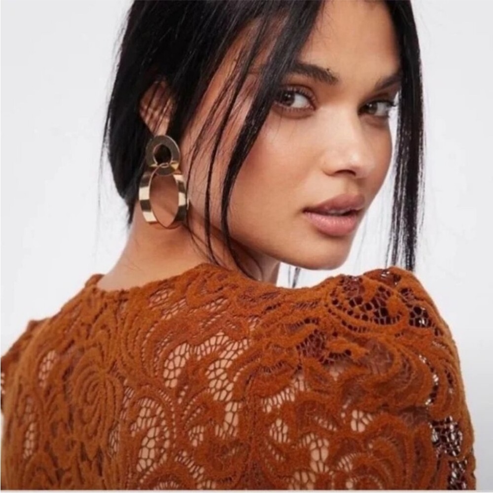 NWT Free People Dana Bronze Lace Mini Dress - Picture 4 of 9